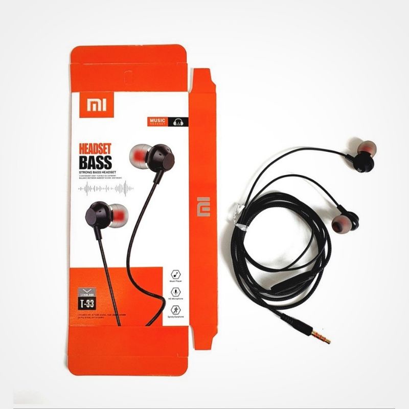 Earphone HD Sound Bass Headset Powerfull Bass stereo Jack Audio 3.5mm Earbuds T-33