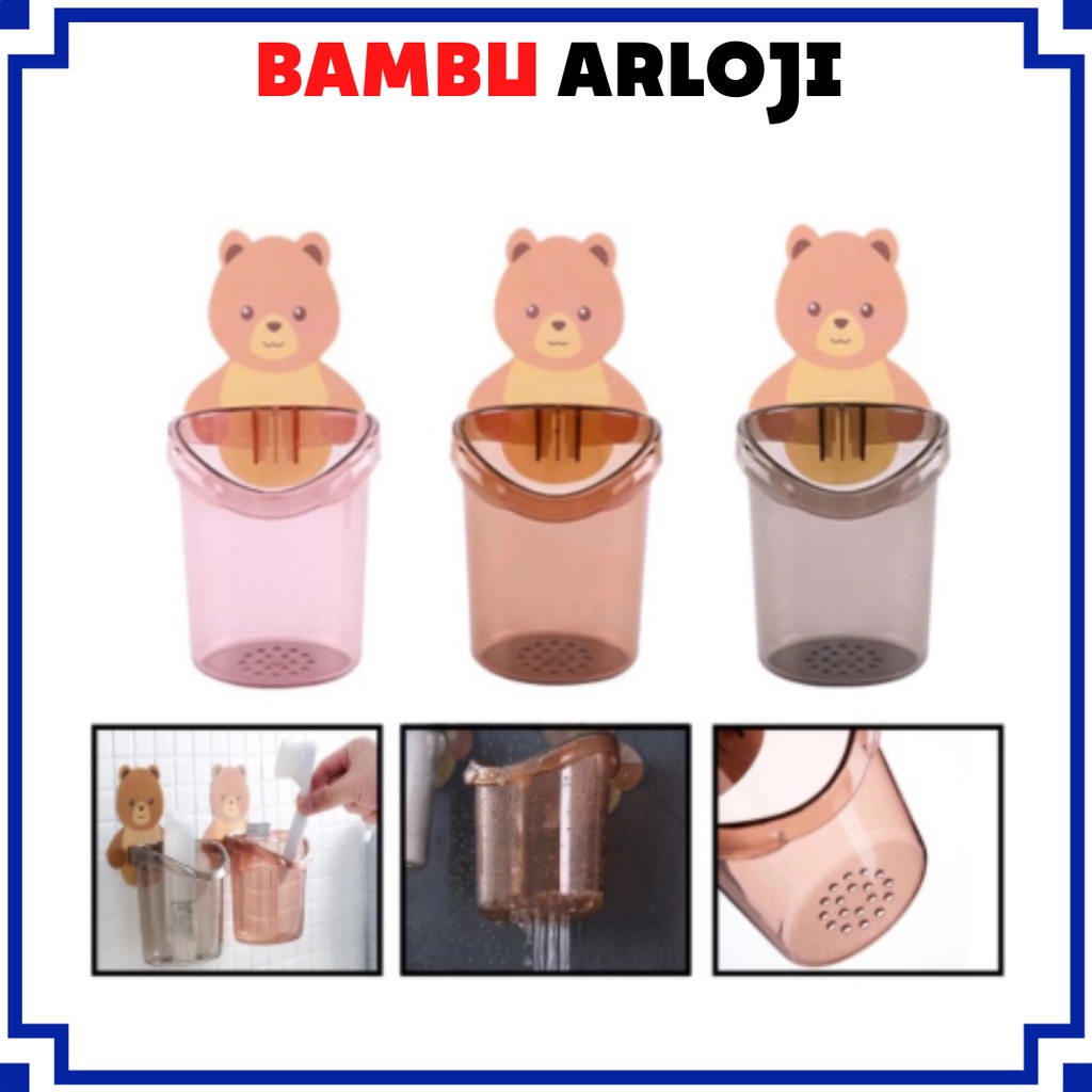 BAJ Gantungan Tempel Tempat Sikat gigi Beruang Rak Sikat Gigi Dispenser Sikat Gigi Odol - PR052