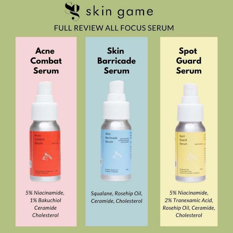 SKIN GAME Skin Barricade Serum | SKIN GAME Acne Combat Serum | SKIN GAME Spot Guard Serum