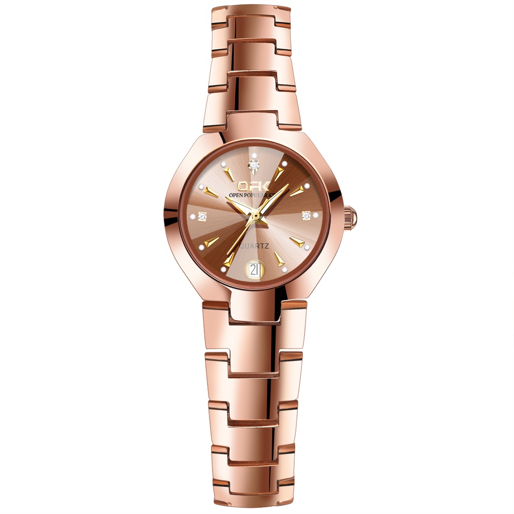 OPK Jam Tangan Wanita Anti Air Original Branded Cewek Anti Air  Kuarsa Stainless Steel Rantai Terbaru 2024 Model 8105-Rose Gold