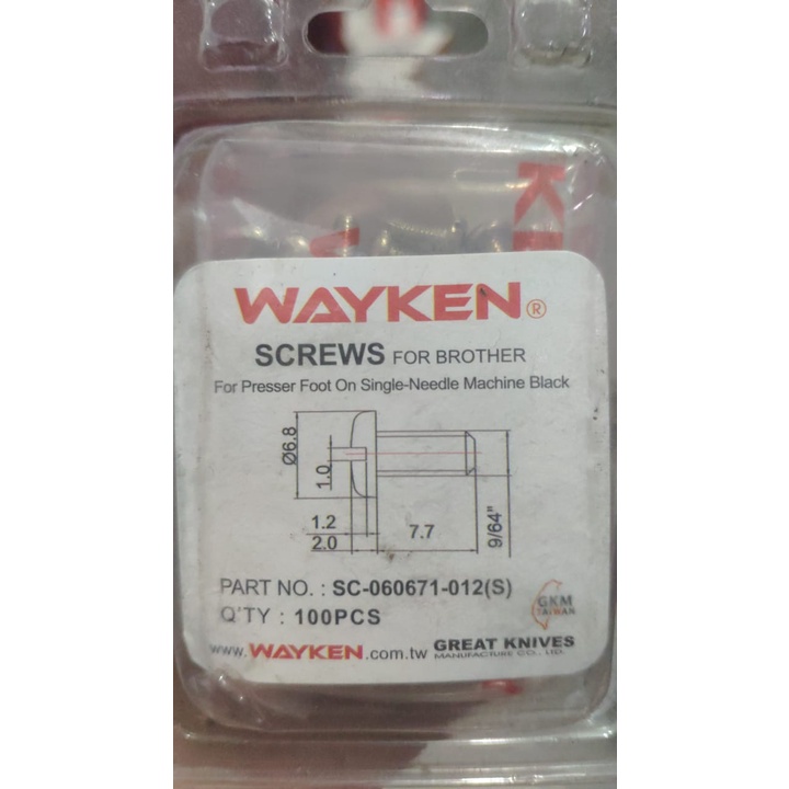 Baut Sepatu Pendek SC-060671-012 Wayken Mesin Jahit Industri Jarum 1