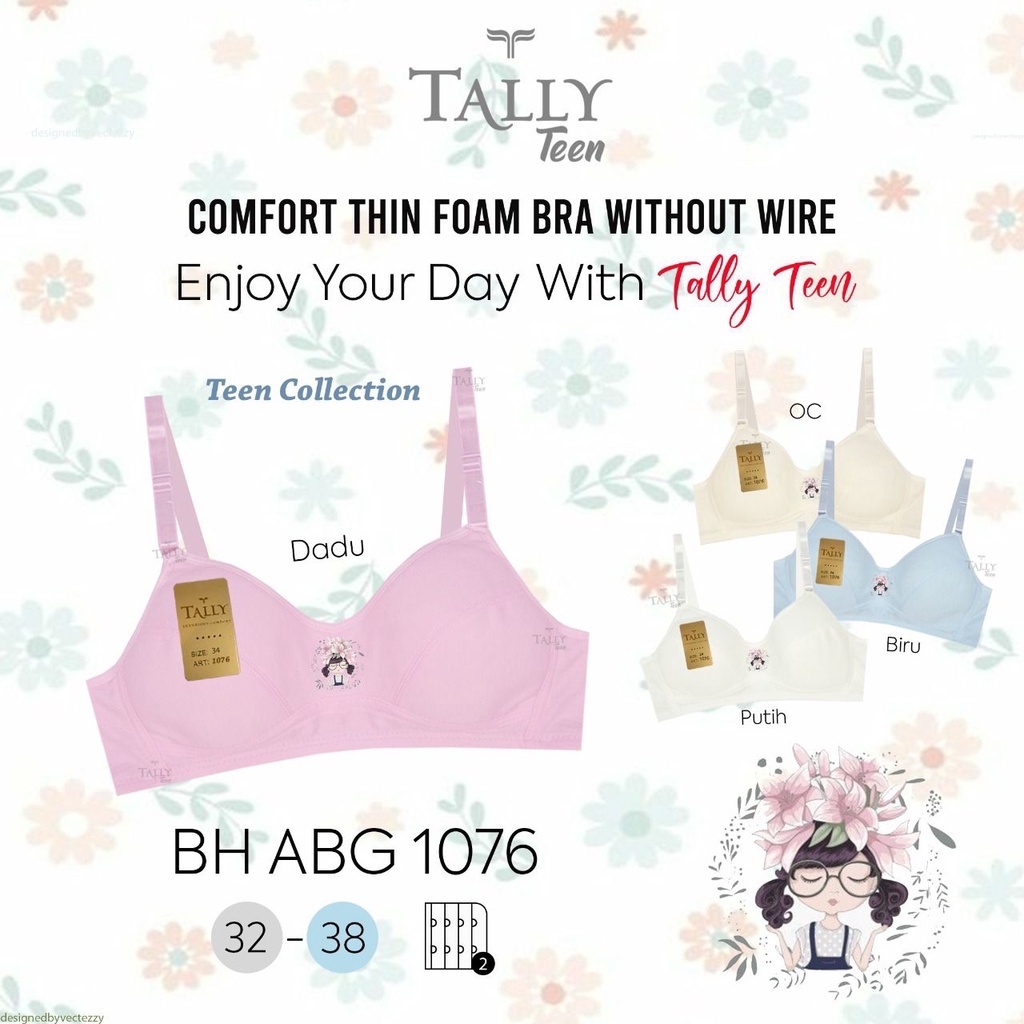 TALLY BRA BH REMAJA ABG 1076 I TANPA KAWAT I TANPA BUSA I SIZE 32 -38 - BH MINISET TALLY - BH ANAK K