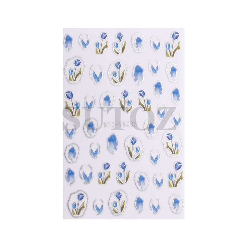 GELASA Stiker Kuku Nail Sticker Bunga Tulip Flower STZYB