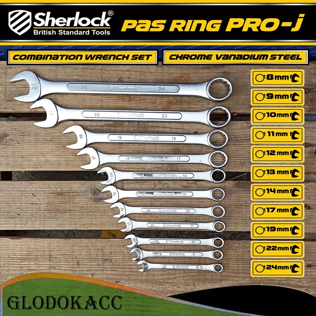 Kunci Pas Ring 11 pcs per set (size: 8 - 24 mm ) Sherlock Pro-J series