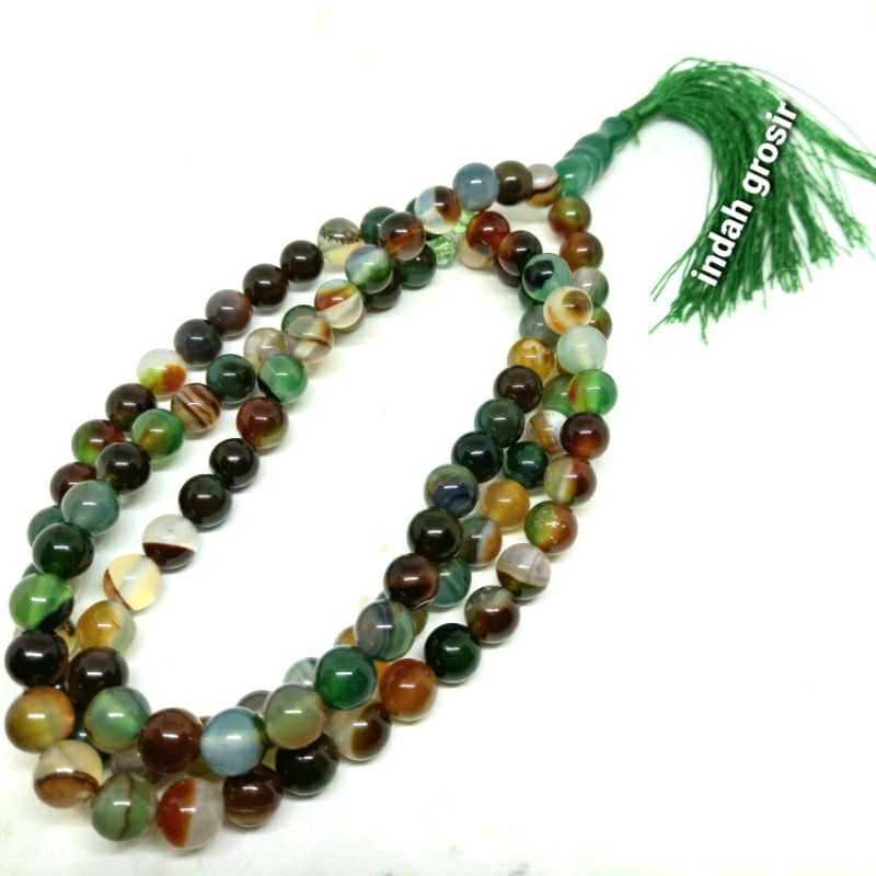 Tasbih Batu Akik Edong Pancawarna 8mm 99Butir