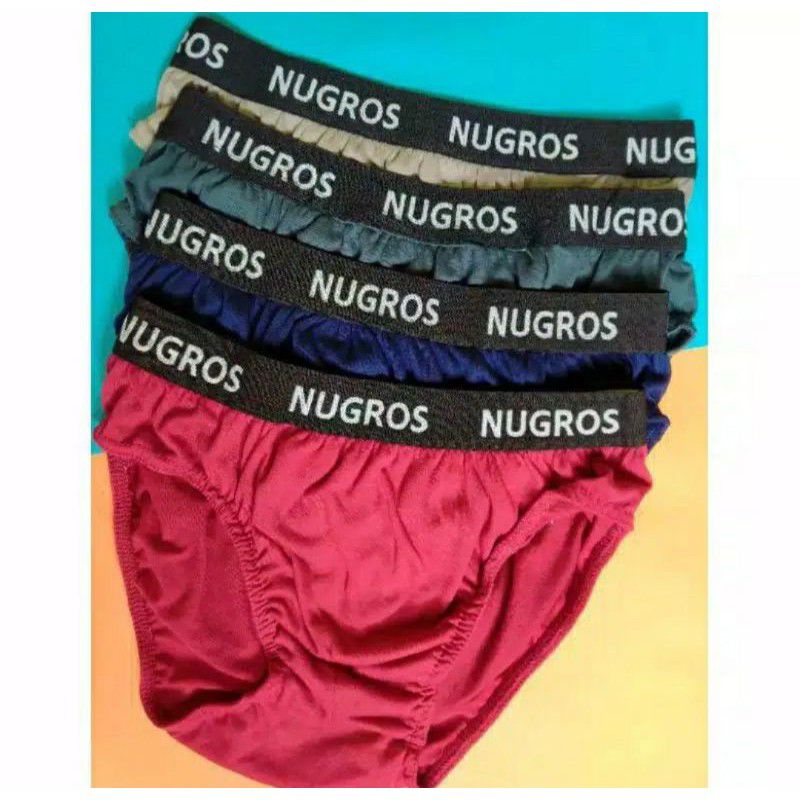 1 lusin celana dalam pria dewasa merk nugros bahan katun termurah motif polos