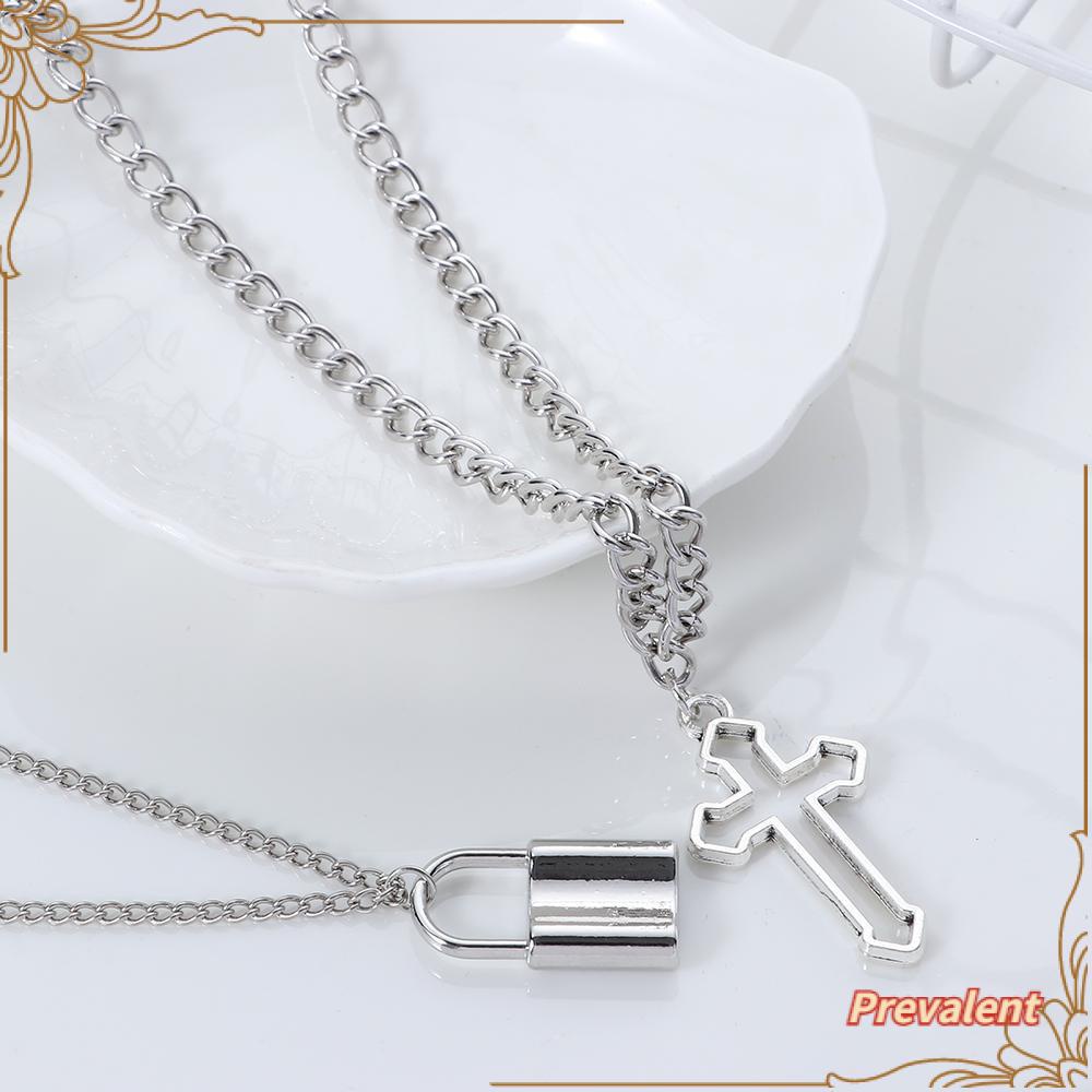 PREVA PadLock Pendant Necklace Vintage Silver Color Neck Jewelry Punk Choker