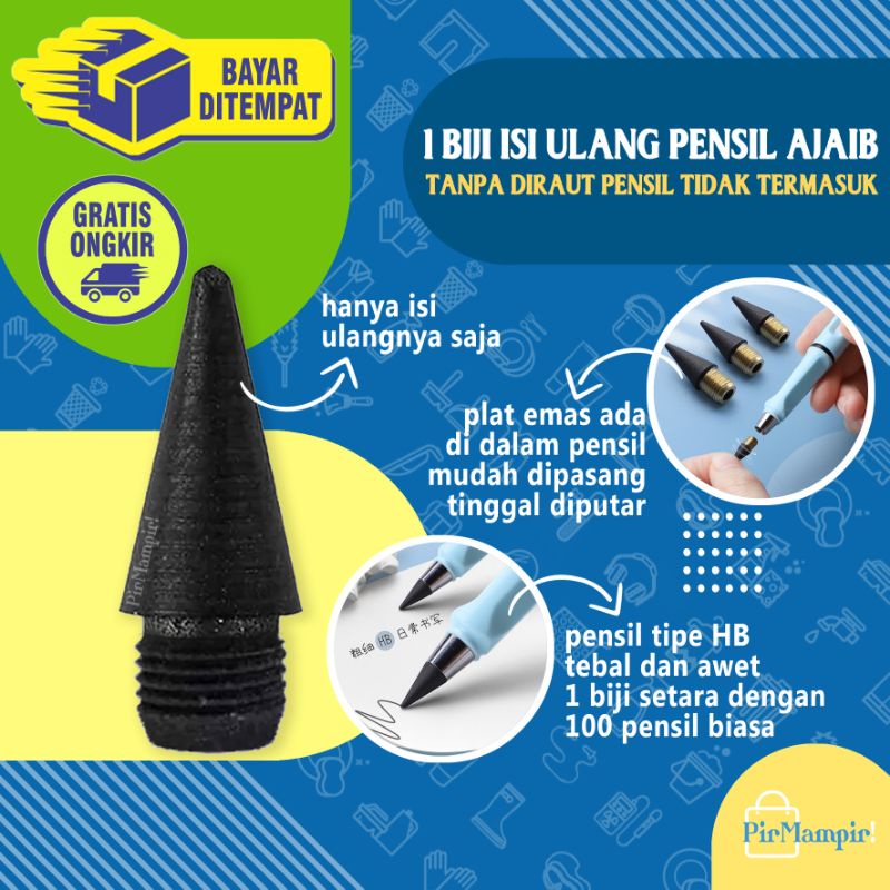 

REFILL EVERLASTING PENCIL - 1 pcs Isi Ulang Pensil HB Ajaib Tanpa Rautan Awet Tidak Bisa Habis Eternal Tidak Perlu Diraut Tanpa Batas Pen Unlimited Alat Tulis Sekolah Peralatan Kantor Stationary Mahasiswa Kuliah