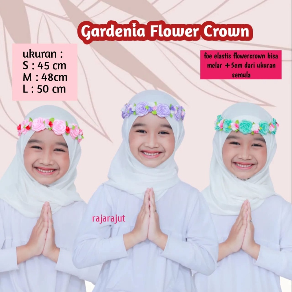 Mahkota Bunga Bandana Anak - Gardenia Flower crown untuk bayi - balita - anak dan Remaja
