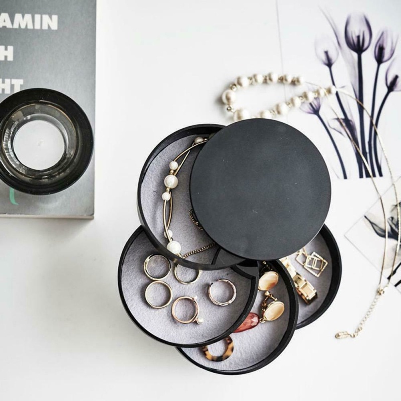 ღ Berputar Perhiasan Kotak Plastik Anting-Anting Kotak Penyimpanan Multilayer Canggih Berputar Plastik Kalung Gelang Anting-Anting Perhiasan Stand Tahan Debu Kotak