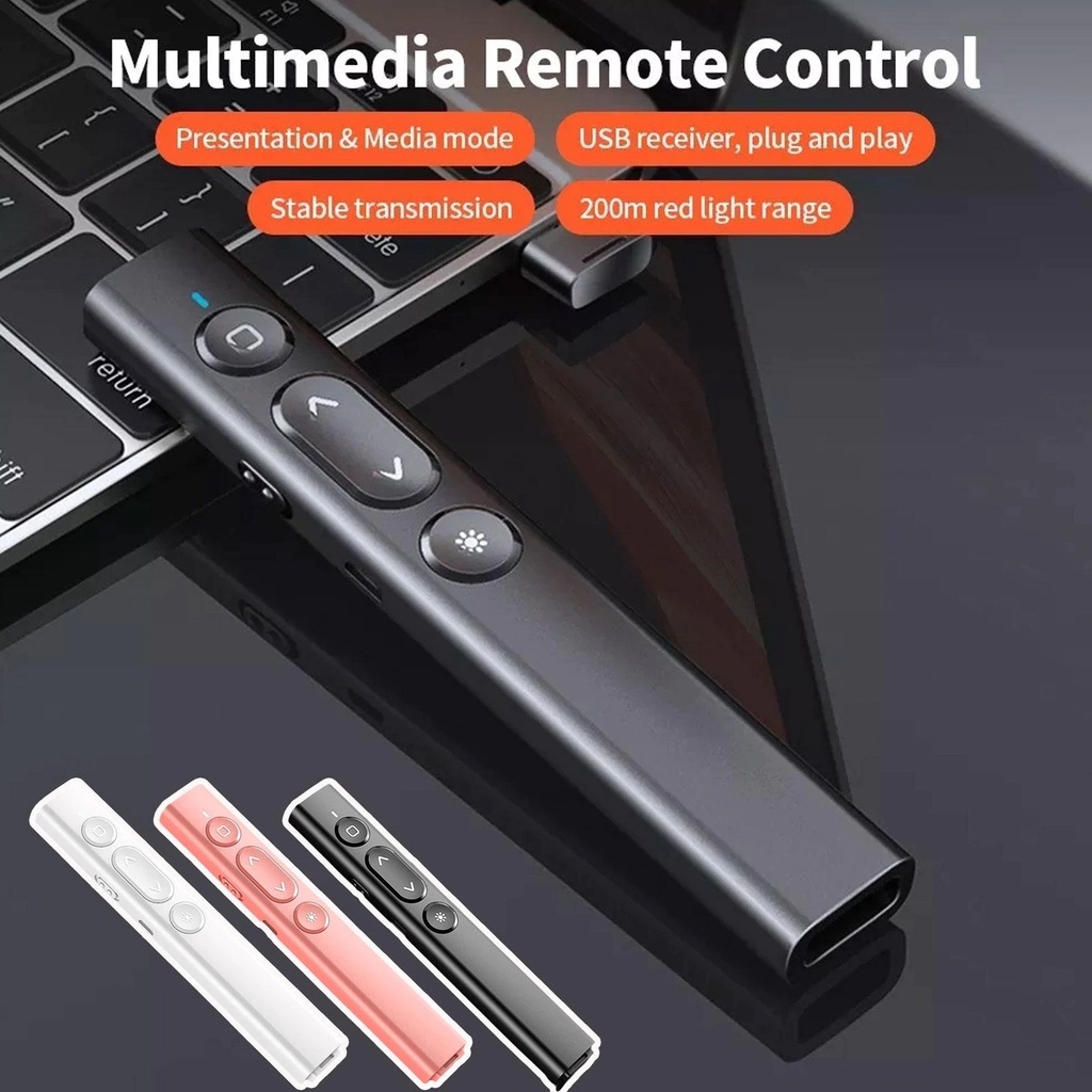3C LASER POINTER PRESENTER PRESENTASI PEN REMOTE WIRELESS 2.4 GHZ RECHARGEABLE LZ-B2 BLACK