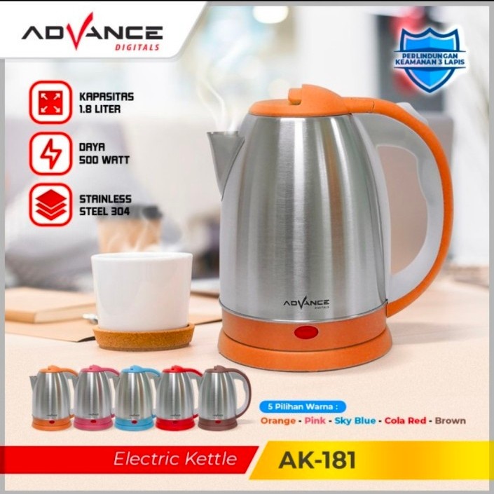 Advance AK-181 Teko Listrik Stainless Pemanas Air Electric Kettle 1.8L