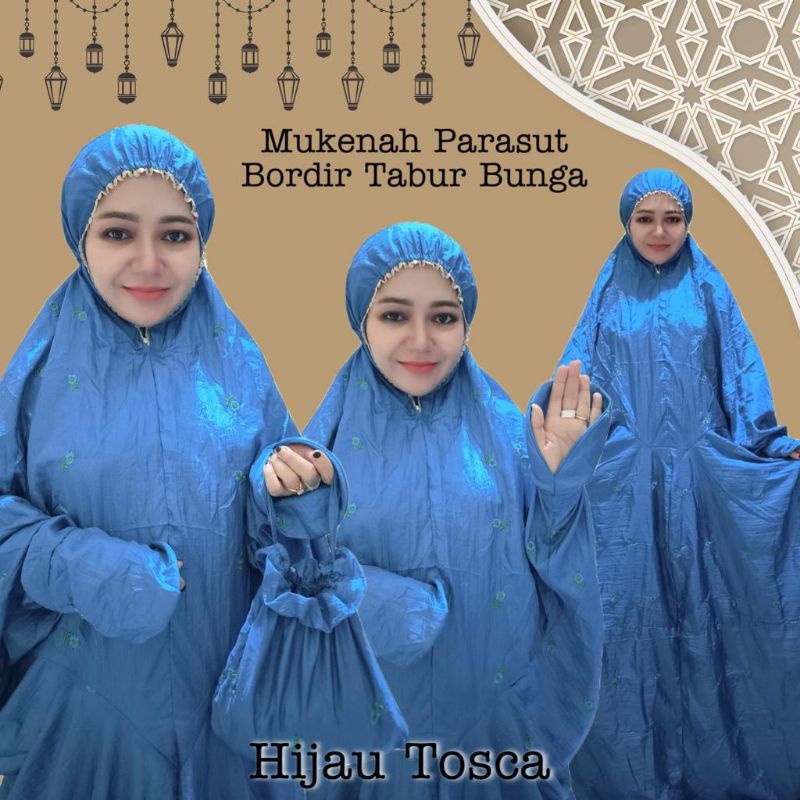 MUKENA PARASUT TERUSAN BORDIR TABUR BUNGA JUMBO SIZE