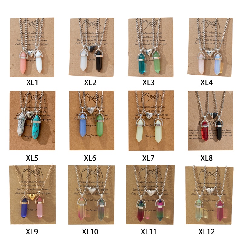 Fancyqube 2 Pcs/Set Magnet Menarik Pasangan Kalung Hati Hexagonal Batu Liontin Kalung Perhiasan Kekasih Hadiah Untuk Wanita Pria Grosir