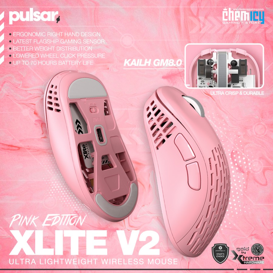 Pulsar XLITE V2 Pink Wireless Ultra-Lightweight Gaming Mouse