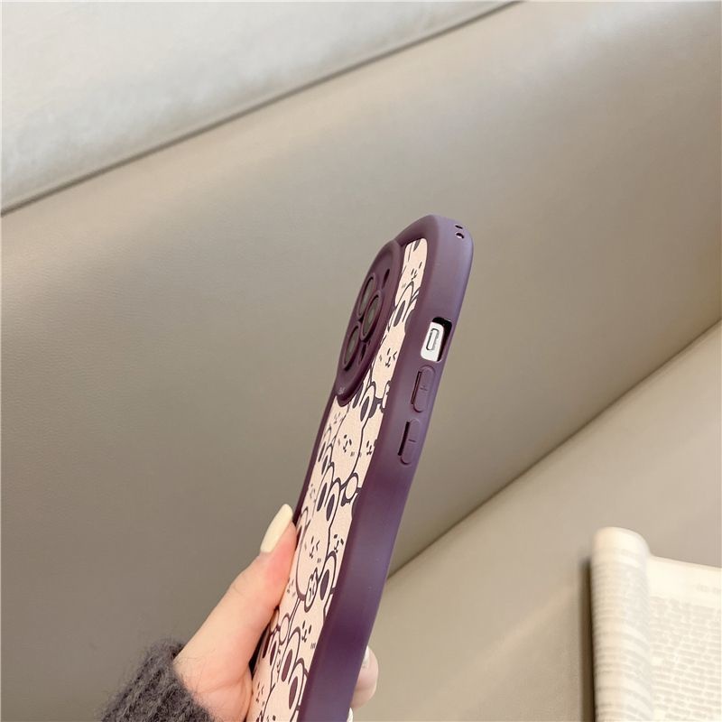 IPHONE Casing Ponsel Desain Kelinci Putih Wave Edged Purple Full Screen Kompatibel Dengan Iphone12 13 14 11 Pro Max Hhgyt