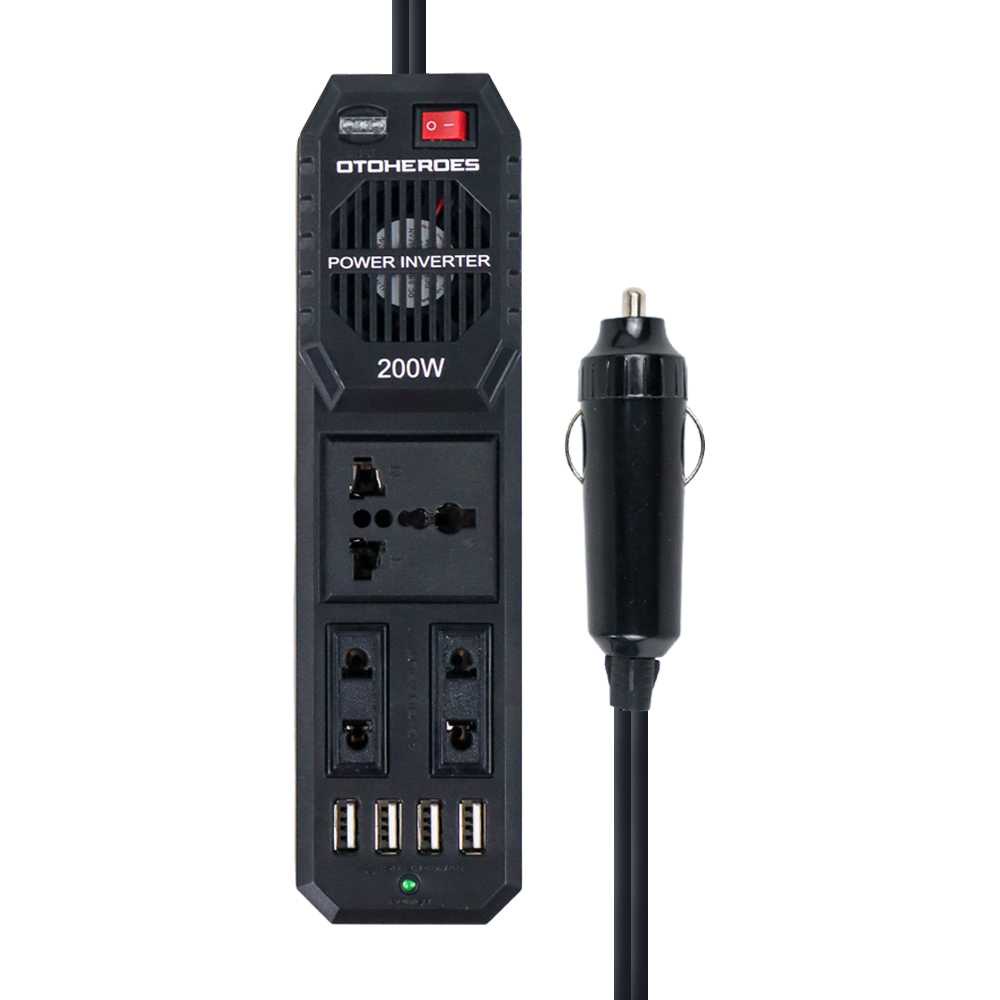 OTOHEROES Car Power Inverter DC 12V to AC 220V 200W 4 USB Port-E8981 ( Mughnii )