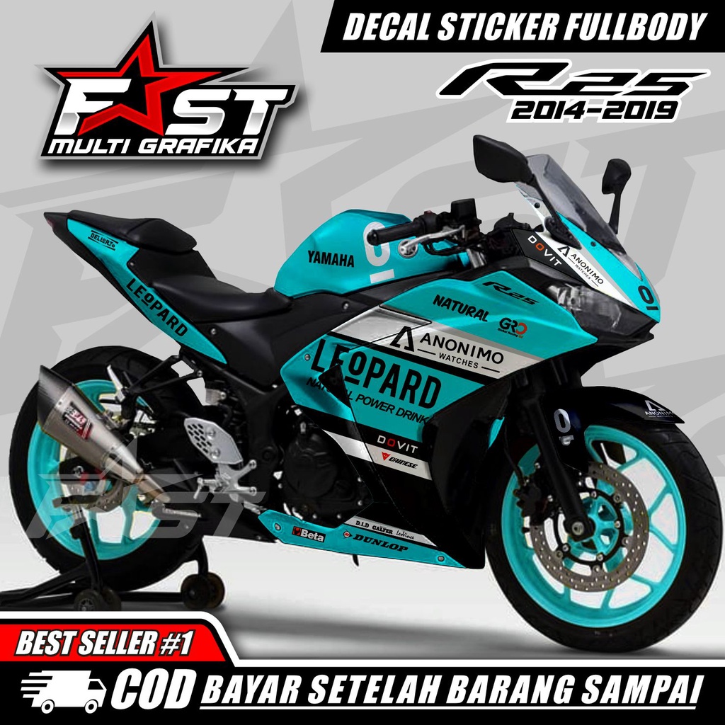 "R25 Leopard Sticker Striping Decal Yamaha R25 Sticker Decal R25, Sticker R25 decal striping R25 Mot