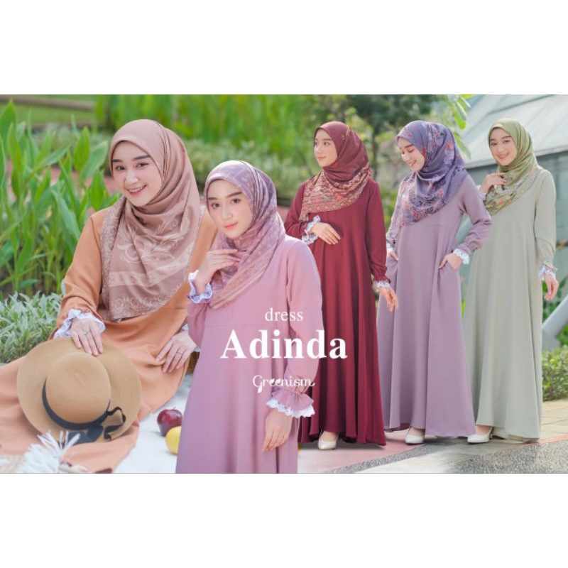 Adinda Dress By Greenism, Gamis crepe, Gamis premium, Gamis kondangan