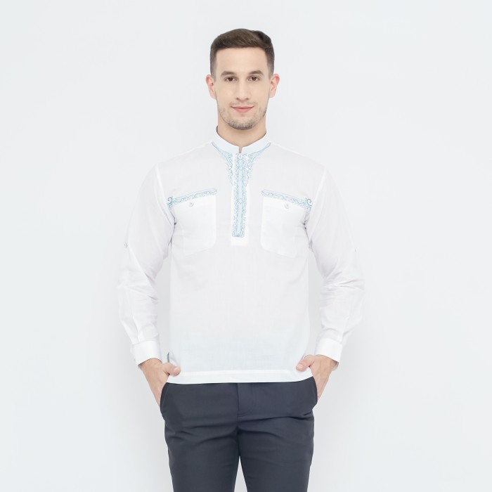 Baju Koko ATLAS Teens Warna Putih Biru - L