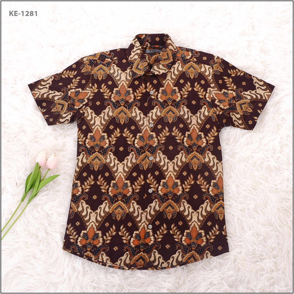 KEMEJA BATIK PRIA LENGAN PENDEK JEAN MARCEL M-L[KE1281]