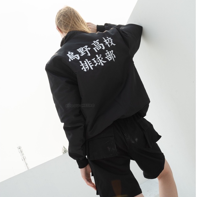 Jaket Bomber Haikyuu Karasuno Taslan Waterproof