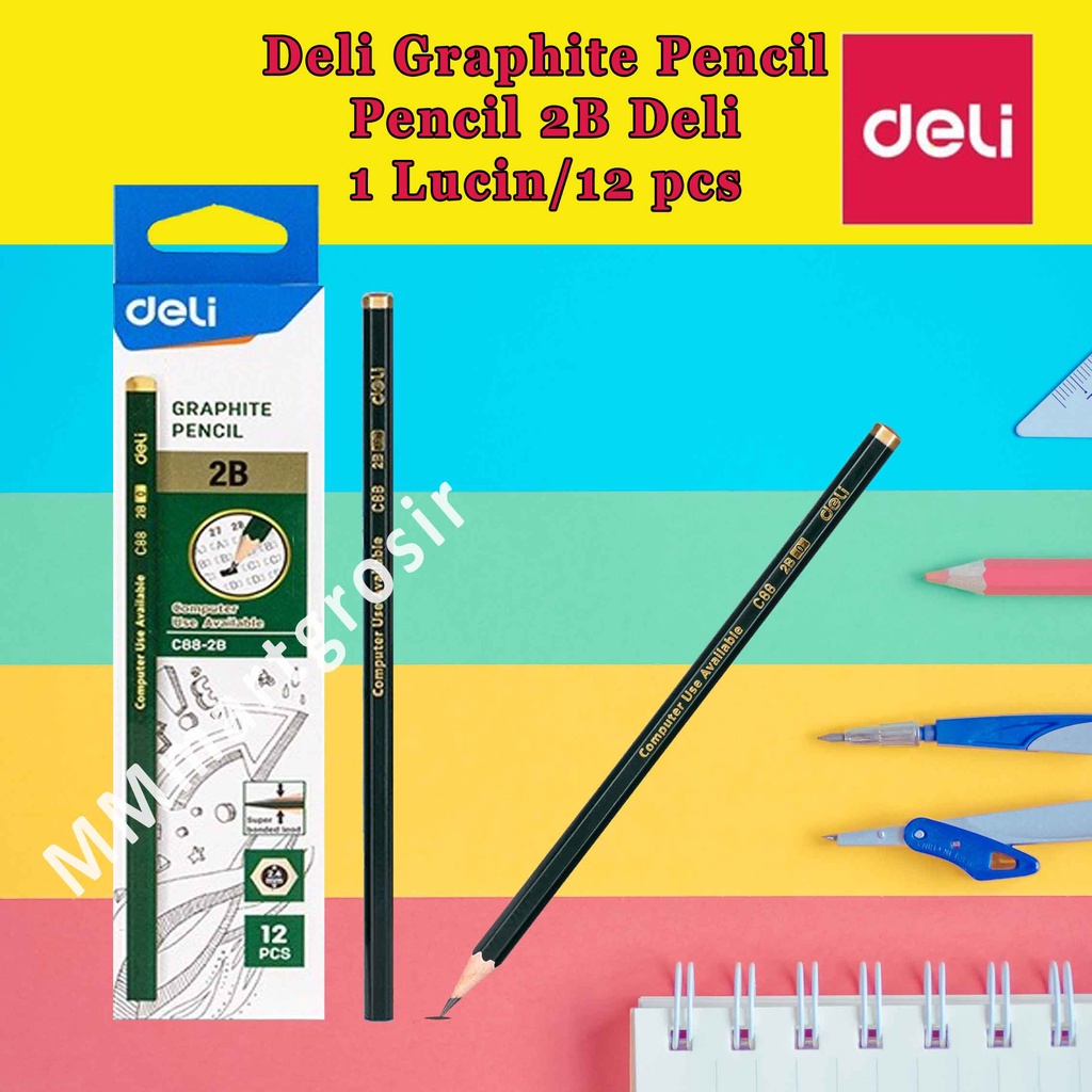DELI / Graphite Pencil / Pensil C88 2B / Pensil Tulis Kayu / 1 Lusin 12pcs