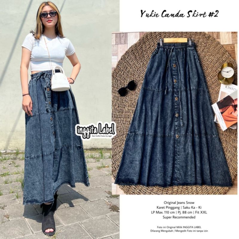 YUKIE CANDA SKIRT #2 BY INGGITA LABEL / ROK JEANS WANITA MUSLIMAH / Skirt jeans muslimah premium