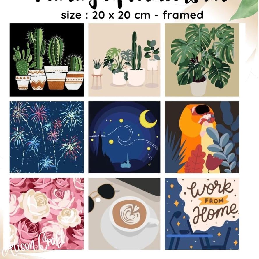 

✺Diskon❀← mini paint by number kit ready jakarta painting by numbers 20x20 cm mix picture 57 ✺