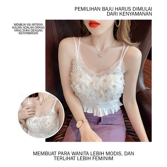 CJBH-2168 TINO-TINO TANKTOP BRA LACE FLORAL PEARL KOREA/ATASAN WANITA KOREA / BRA WANITA IMPORT