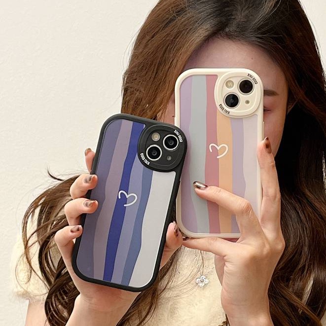 Couples Rainbow Love Soft Case Realme C1 C2 5S 5i 6 7i 8i 8 Pro 9i C11 C20 C12 C15 C17 C21Y C25Y C35 RENO 4F 5 6 7Z Black Silicone Case for Girl women gifts Baolongwish