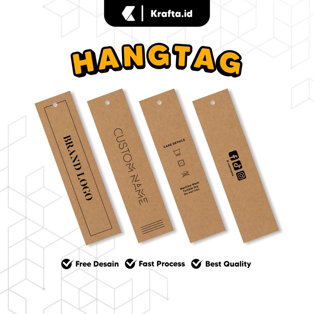Hangtag Panjang Baju Custom - Kertas Kraft 280 gsm