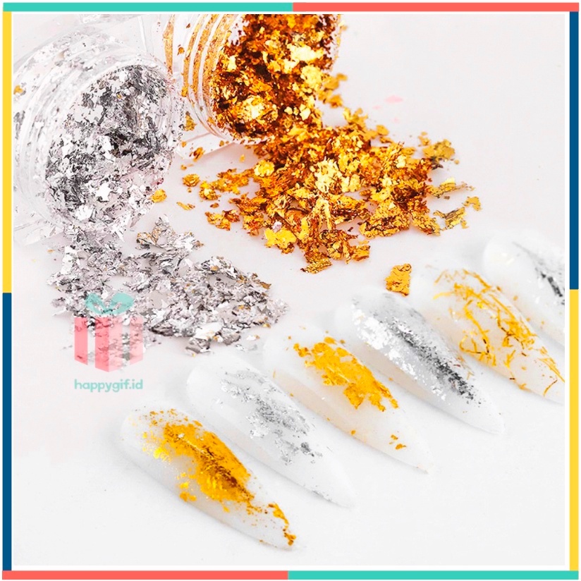 Foil Flakes Aluminium Nail Art / Kertas Foil dekorasi Kuku / Foil Paper for Nail Art KU039