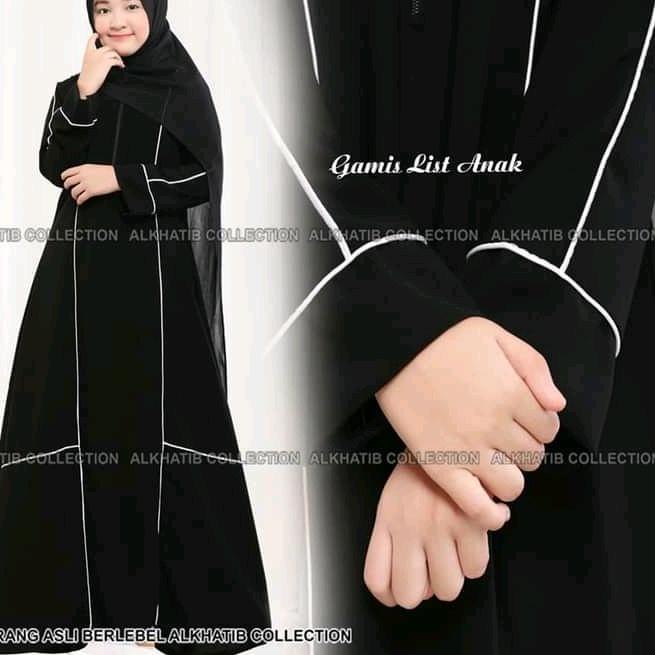 へ obral Abaya Anak list putih smpngbu-fashion anak-gamis kapel-anak-muslim kids-fashion kids-pakaian
