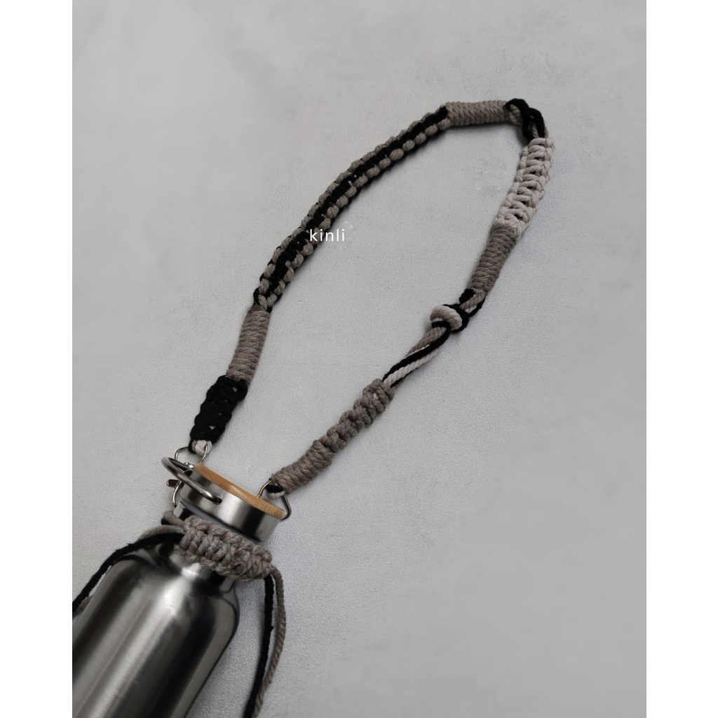 la camaieu monochrome handmade macrame bottle strap tumbler holder