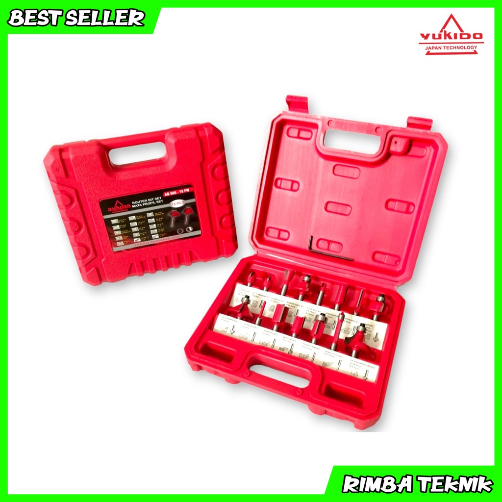 Isi 15 pcs mata trimmer set yukido aksesoris mesin profil kayu router bit set 6mm