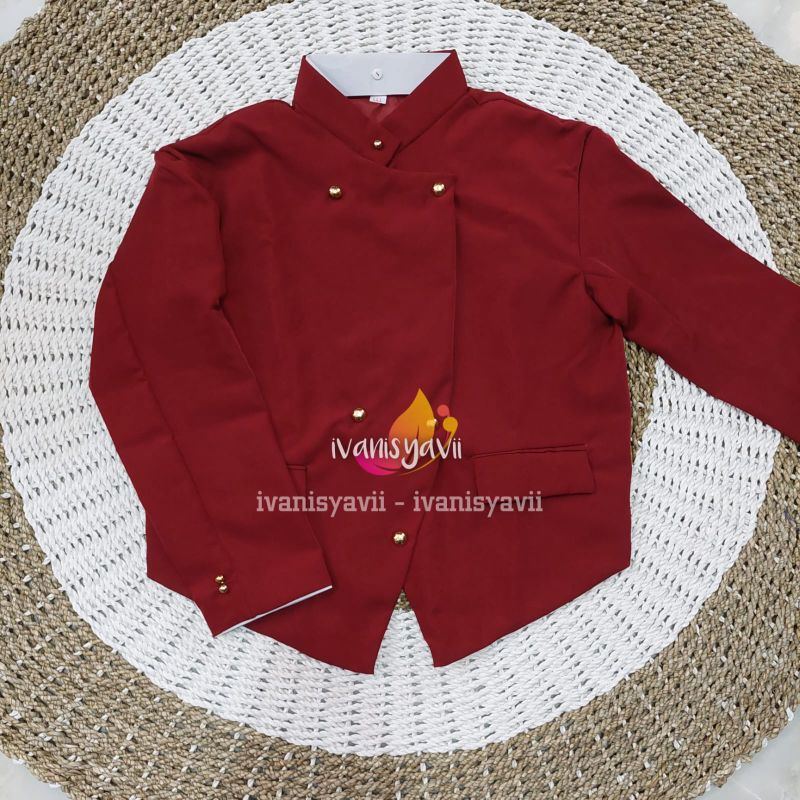 [Setelan] Beskap, Jarik + Blangkon | Nuansa Solo Maroon - Motif Lengkap