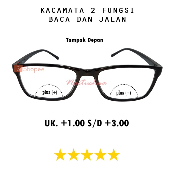 Kacamata Lensa 2 Fungsi Baca dan Jalan +1.00 s/d +3.00 Kacamata Double Fokus Untuk Pria Wanita NOCASE