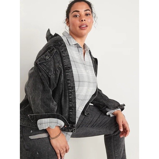 Terbaru Old Navy Plaid Flannel Classic Shirt For Women Kemeja Flannel - 2689