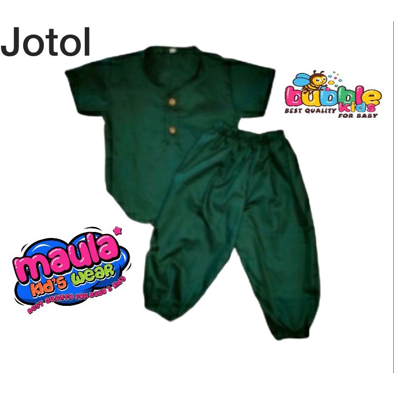 Setelan Koko Model Joger Anak Bayi Balita Fashion Muslim Katun Polos 0-2 Tahun putih