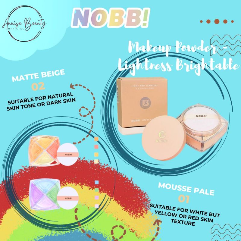 [BPOM] 100 % Original NOBB Four Color Velvet Loose Powder / Oil Controller Matte lightweight Translucent Loose Setting Loose Powder