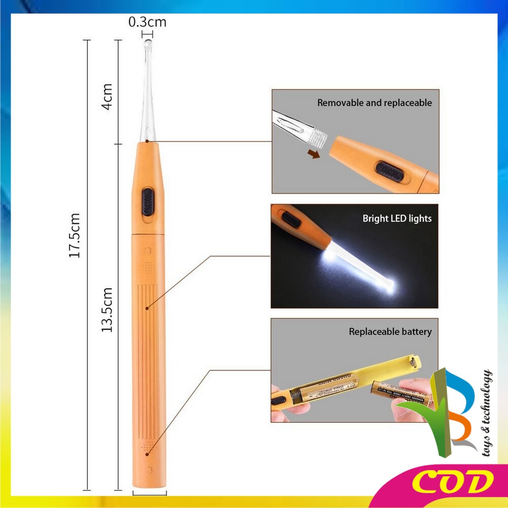 RB-C722 Pembersih Telinga LED Korek Kuping Anak Dewasa / Earpick Flashlight Pembersih Korekan Telinga Kuping Lampu Senter