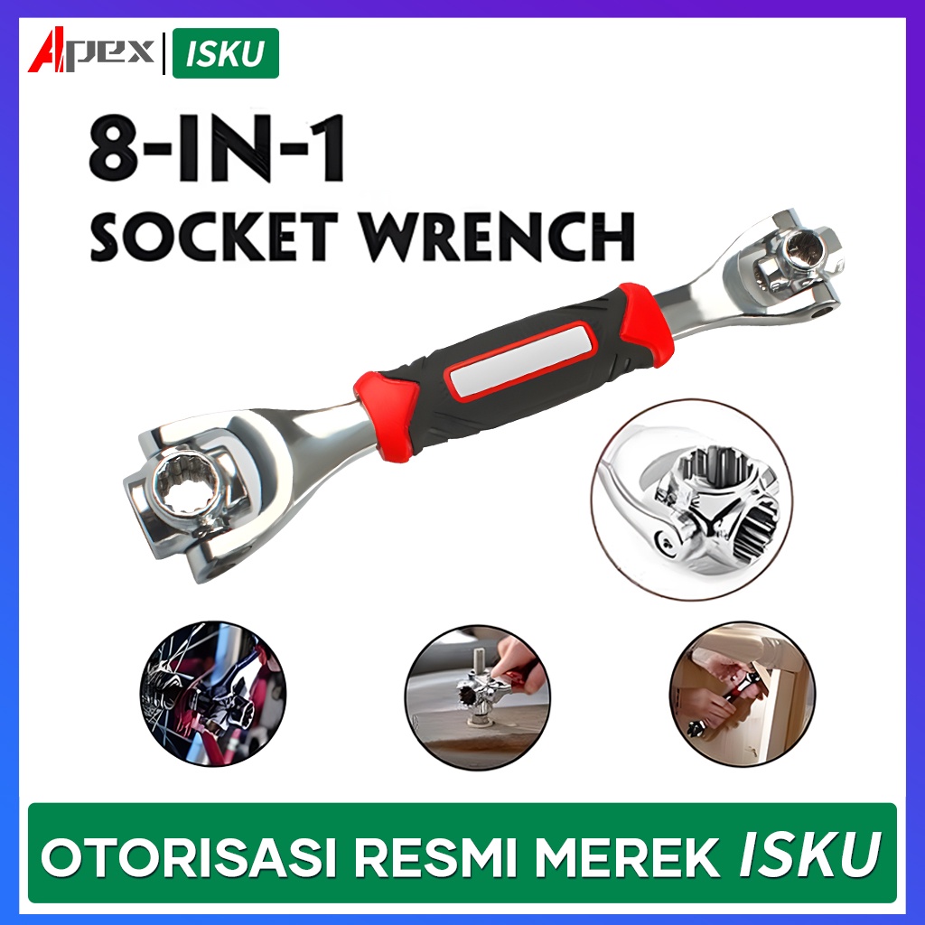 Kunci Ring Pas Shock Set Universal Socket Profesional Mobil Motor Serbaguna Pas 48 in 1