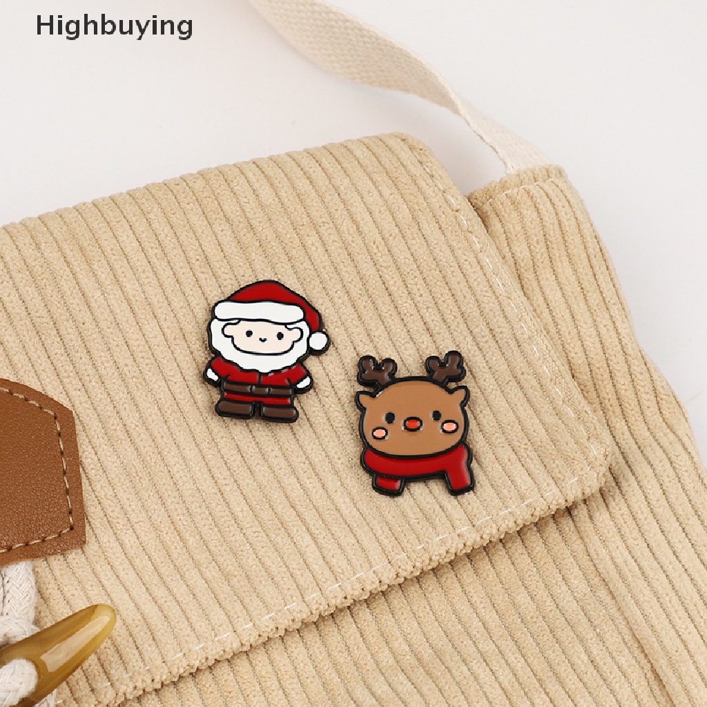 Hbid Kartun Santa Claus Enamel Pin Rusa Pohon Pinus Snowman Bear Boneka Alloy Bros Lencana Hadiah Natal Untuk Anak Glory