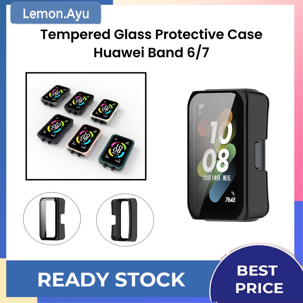 Bumper Frame Huawei Band 6/7 Protective Case + Tempered Glass Honor Band 6 2 in 1 Hard Screen Protector