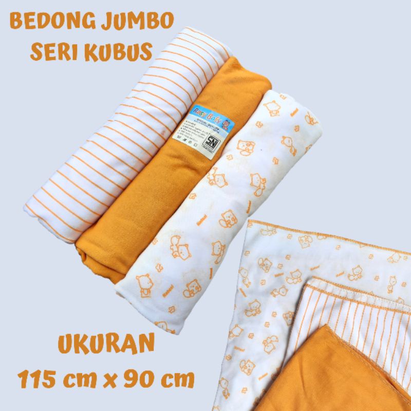 3 Pcs Bedong Bayi Seri Kubus Ukuran Jumbo 115 x 90 Tebal Lembut SNI