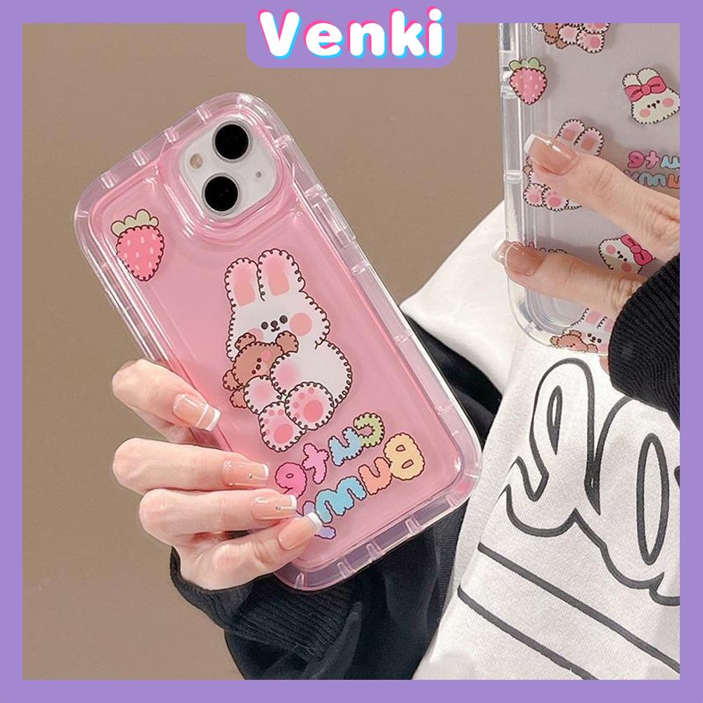 Case For iPhone 14 Pro Max TPU Soft Jelly Airbag Case Cute Bunny Blue Pink Clear Case Camera Protection Shockproof For iPhone 14 13 12 11 Plus Pro Max 7 Plus X XR