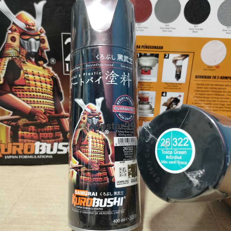Pilok Pilox Cat Samurai Tosca Green 322 400ml Hijau Tosca Toska Cat Semprot Samurai Paint Aerosol
