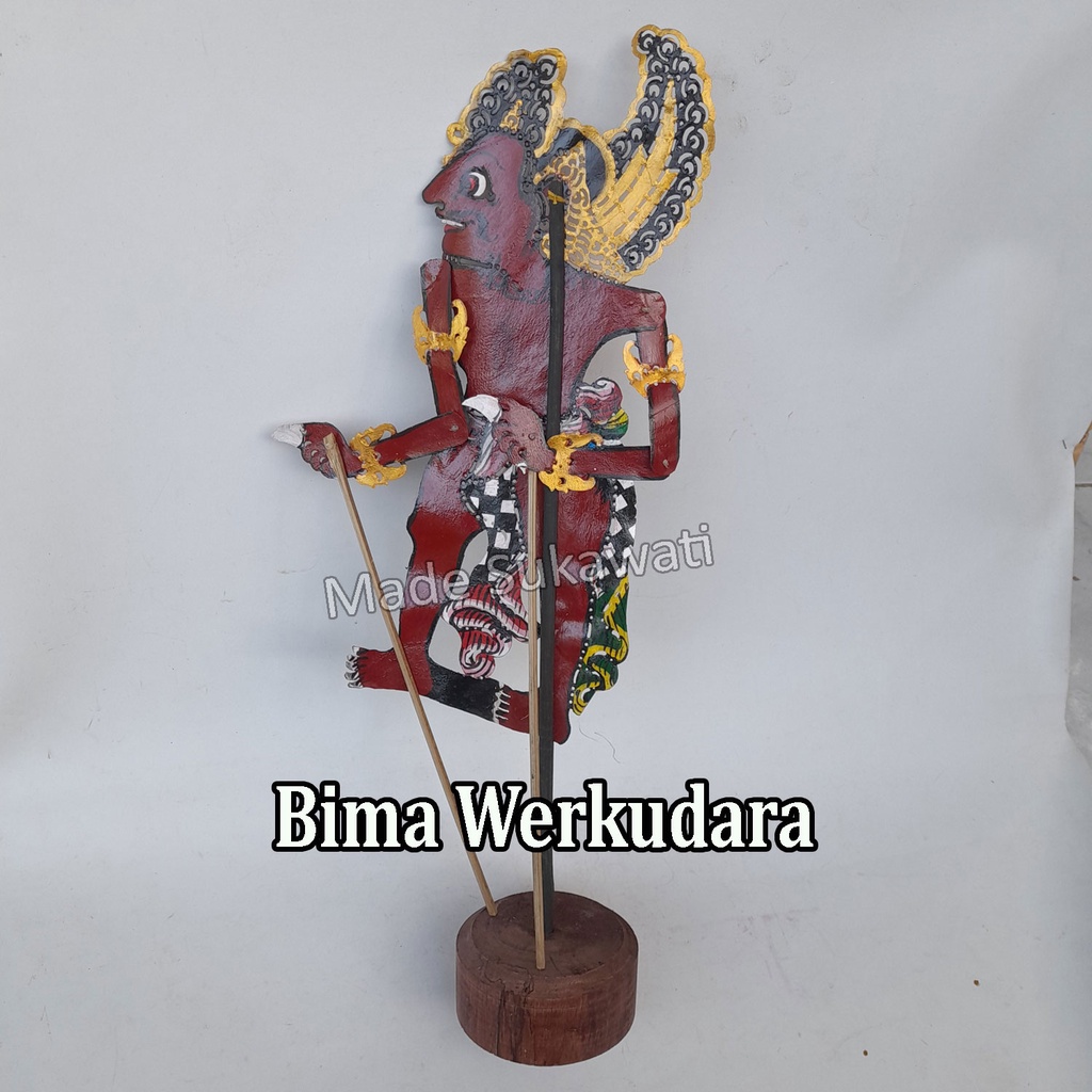 Kerajinan Wayang Bali bahan kulit sapi tangkai Kayu ukiran tangan handmade