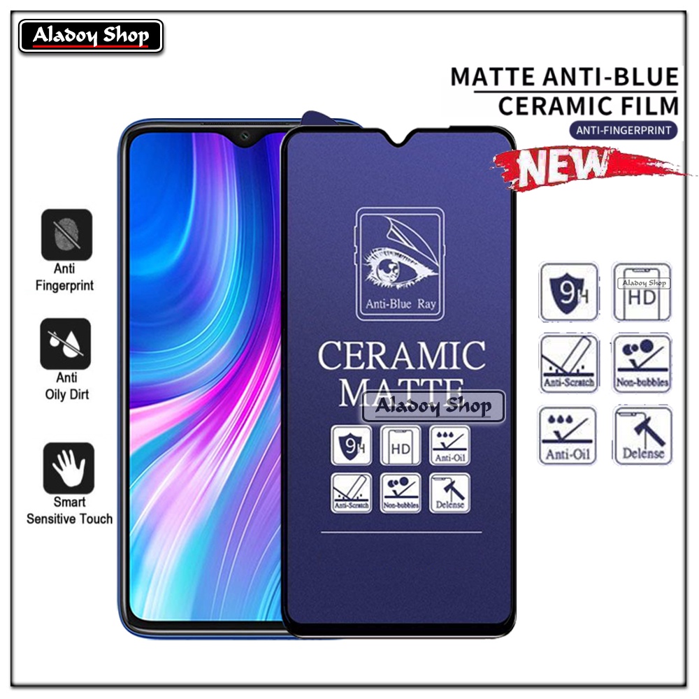 PAKET 3IN1 Anti Gores Blue Matte Anti Glare Xiaomi Redmi Note 8 Pro + Tempered Glass Camera dan Skin Carbon